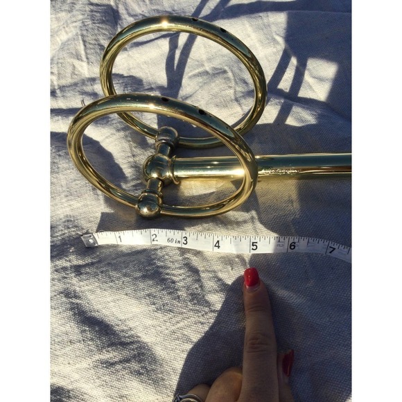 Vtg brass counter towel stand holder circle bathroom 12” gold farmhouse country - Picture 11 of 11
